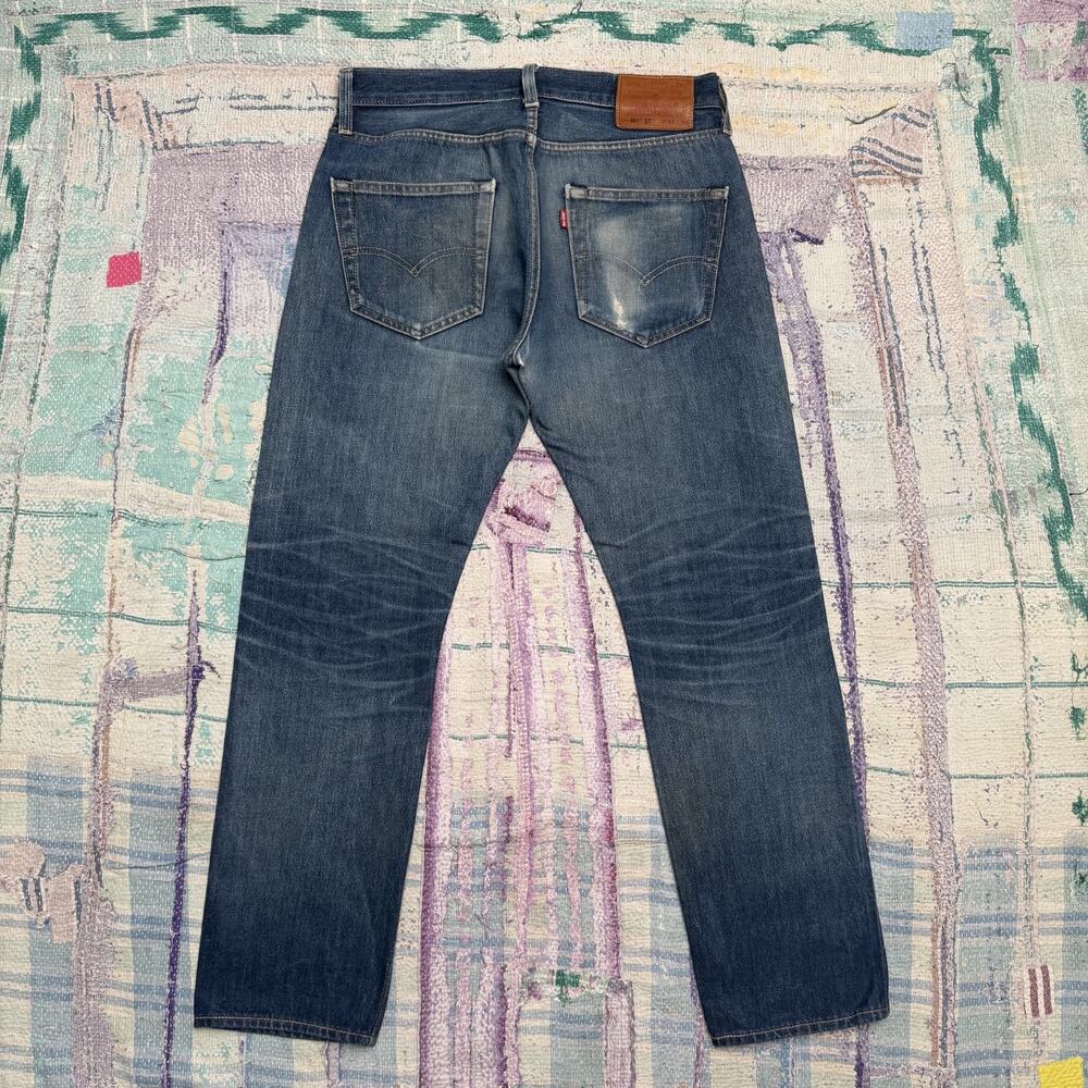 Levis 501 ST Big E Premium Denim Jeans Mens 30X27 Slim Taper Selvedge Button Fly